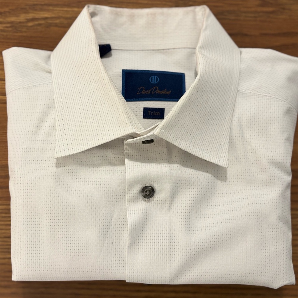 David Donahue Cream Dress Shirt